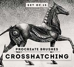 极品Procreate笔刷－15支剖面线效果：Crosshatching Procreate brushes